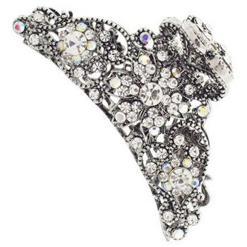 Karen Marie - Extra Large Crystal Encrusted Claw - White-Hued (1)