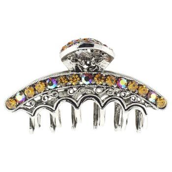 Karen Marie - Large Crystal Arc Claw - Amber (1)