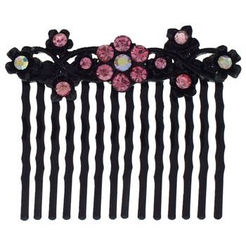 Karen Marie - Garden Flower Crystal Comb - Pink (1)