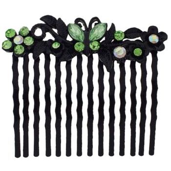 Karen Marie - Butterfly & Flower Crystal Comb - Peridot (1)