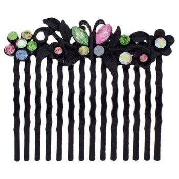 Karen Marie - Butterfly & Flower Crystal Comb - Rainbow (1)