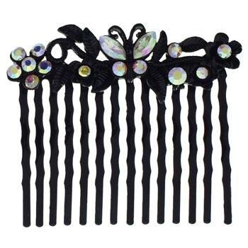 Karen Marie - Butterfly & Flower Crystal Comb - White AB (1)