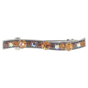 Karen Marie - Skinny Curved Crystal Barrette - Amber (1)