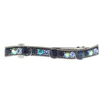 Karen Marie - Skinny Curved Crystal Barrette - Blue (1)