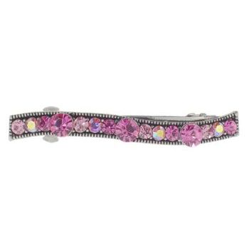 Karen Marie - Skinny Curved Crystal Barrette - Pink (1)
