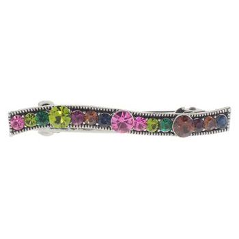 Karen Marie - Skinny Curved Crystal Barrette - Rainbow (1)