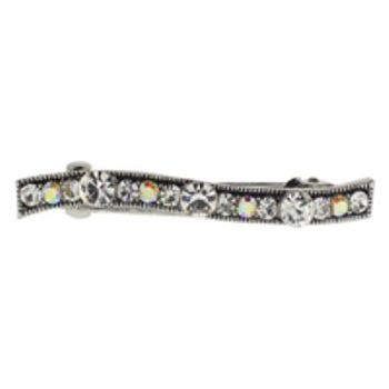 Karen Marie - Skinny Curved Crystal Barrette - White (1)