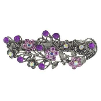 Karen Marie - Filigree Crystal Foliage Barrette - Amethyst