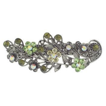 Karen Marie - Filigree Crystal Foliage Barrette - Peridot