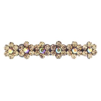 Karen Marie - Straight Crystal Flower Barrette - Gold (1)