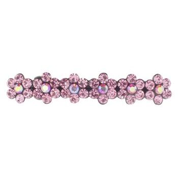 Karen Marie - Straight Crystal Flower Barrette - Pink (1)