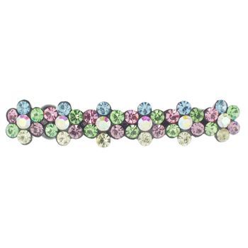 Karen Marie - Straight Crystal Flower Barrette - Rainbow (1)