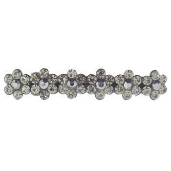 Karen Marie - Straight Crystal Flower Barrette - Smoke (1)