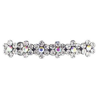 Karen Marie - Straight Crystal Flower Barrette - White (1)