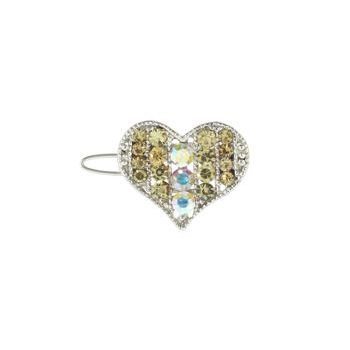 Karen Marie - Mini Crystal Heart Barrette - Gold (1)