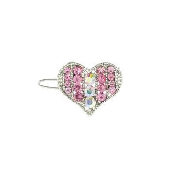 Karen Marie - Mini Crystal Heart Barrette - Pink (1)
