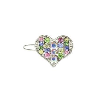 Karen Marie - Mini Crystal Heart Barrette - Rainbow (1)