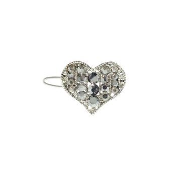 Karen Marie - Mini Crystal Heart Barrette - Black (1)