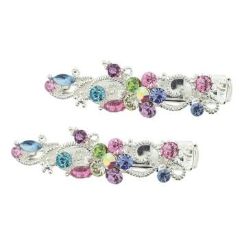 Karen Marie - Small Floral Clips - Rainbow (set of 2)