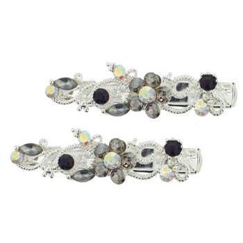 Karen Marie - Small Floral Clips - Smoke (set of 2)