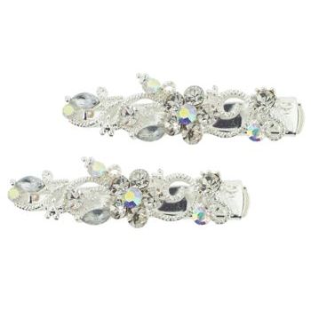 Karen Marie - Small Floral Clips - White (set of 2)
