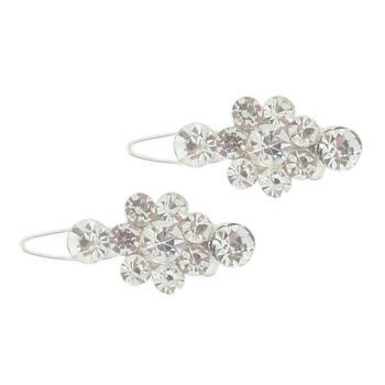 Karen Marie - Mini Crystal Cluster Barrettes - White (2)