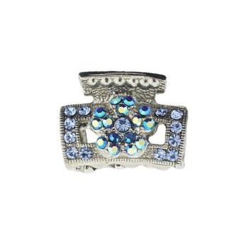 Karen Marie - Mini Crystal Large Flower Jaw Clip - Blue (1)