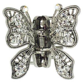 Karen Marie - Small Filigree Butterfly Jaw - White Crystal (1)