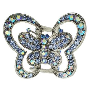 Karen Marie - Double Wing Butterfly Claw - Blue & Blue AB Crystal (1)