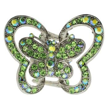 Karen Marie - Double Wing Butterfly Claw - Green & Green AB Crystal (1)