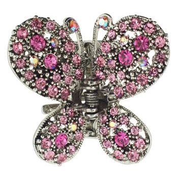 Karen Marie - Crystal Butterfly Claw - Pink (1)