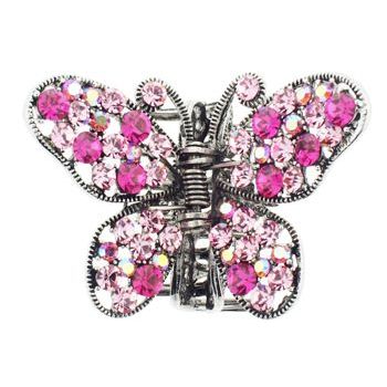 HB HairJewels - Kara Collection - Crystal Butterfly Claw - Light & Dark Pink (1)