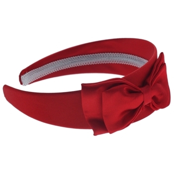 Karen Marie - Satin Headband w/Large Bow - Red (1)