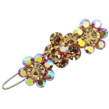 Karen Marie - Triple Daisy Crystal Clip - Gold Topaz (1)