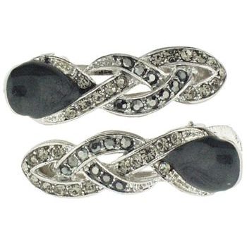 Karen Marie - Small Enamel & Crystal Twist Clips - Smoke (set of 2)