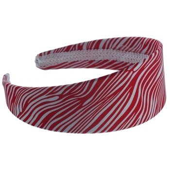 HB HairJewels - Lucy Collection - Satin Zebra Stripe Headband - Red (1)