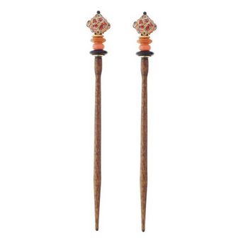 Mei Fa - Hairstyx - Tile - Long Brown Hairsticks - (Set of 2)