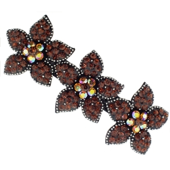 Medusa's Heirlooms - Sparkling Three Flower Star Barrette - Topaz (1)