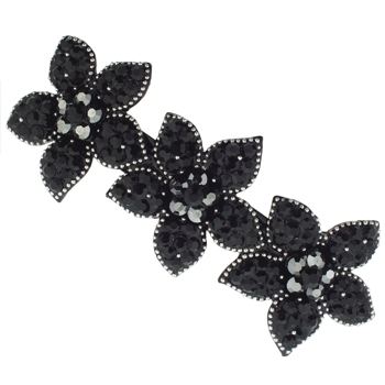 Medusa's Heirlooms - Sparkling Three Flower Star Barrette - Onyx (1)