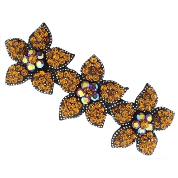 Medusa's Heirlooms - Sparkling Three Flower Star Barrette - Amber (1)