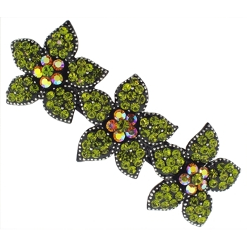 Medusa's Heirlooms - Sparkling Three Flower Star Barrette - Peridot (1)