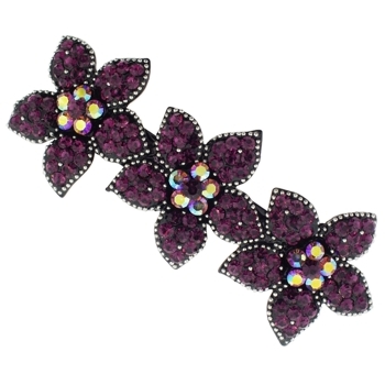 Medusa's Heirlooms - Sparkling Three Flower Star Barrette - Amethyst (1)