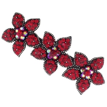 Medusa's Heirlooms - Sparkling Three Flower Star Barrette - Garnet (1)
