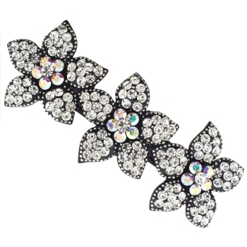 Medusa's Heirlooms - Sparkling Three Flower Star Barrette - White Diamond (1)