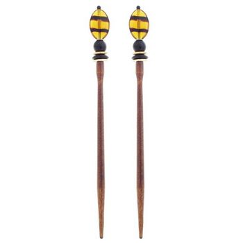 Mei Fa - Hairstyx - Turtle - Long Brown Hairsticks - (Set of 2)