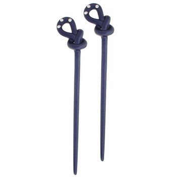 HB HairJewels - Hairsticks - Rhinestone Knot - Navy Blue (Set of 2 Hairsticks)