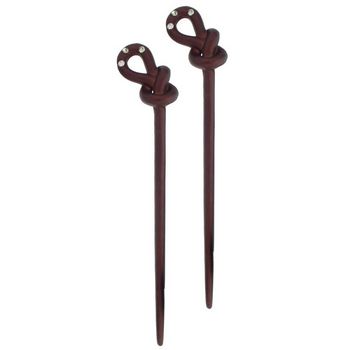 HB HairJewels - Hairsticks - Rhinestone Knot - Chocolate (Set of 2 Hairsticks)