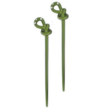 HB HairJewels - Hairsticks - Rhinestone Knot - Forest Green (Set of 2 Hairsticks)
