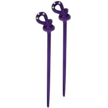 HB HairJewels - Hairsticks - Rhinestone Knot - Purple (Set of 2 Hairsticks)