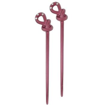 HB HairJewels - Hairsticks - Rhinestone Knot - Rose (Set of 2 Hairsticks)